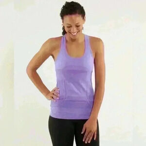 Lululemon Run  Swiftly Tech Racerback Tank Purple ombre striped size 8